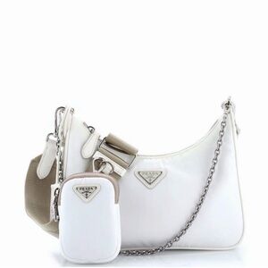Prada White and Tan Shoulder Bag Set